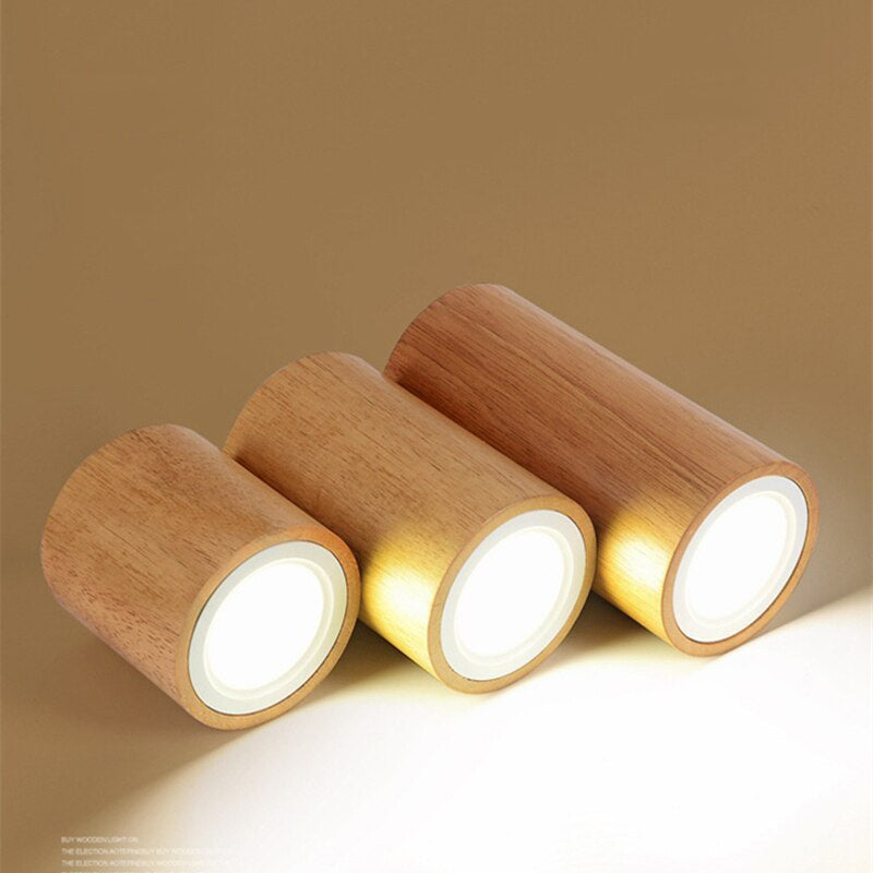 Foco LED circular escandinavo de madera Rogely