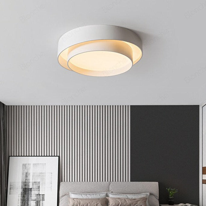 Plafonnier design LED avec double abat-jour arrondi Isaiah