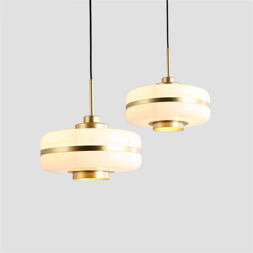 Suspension moderne LED opale blanche et doré Rinna - vue 4 sur 7