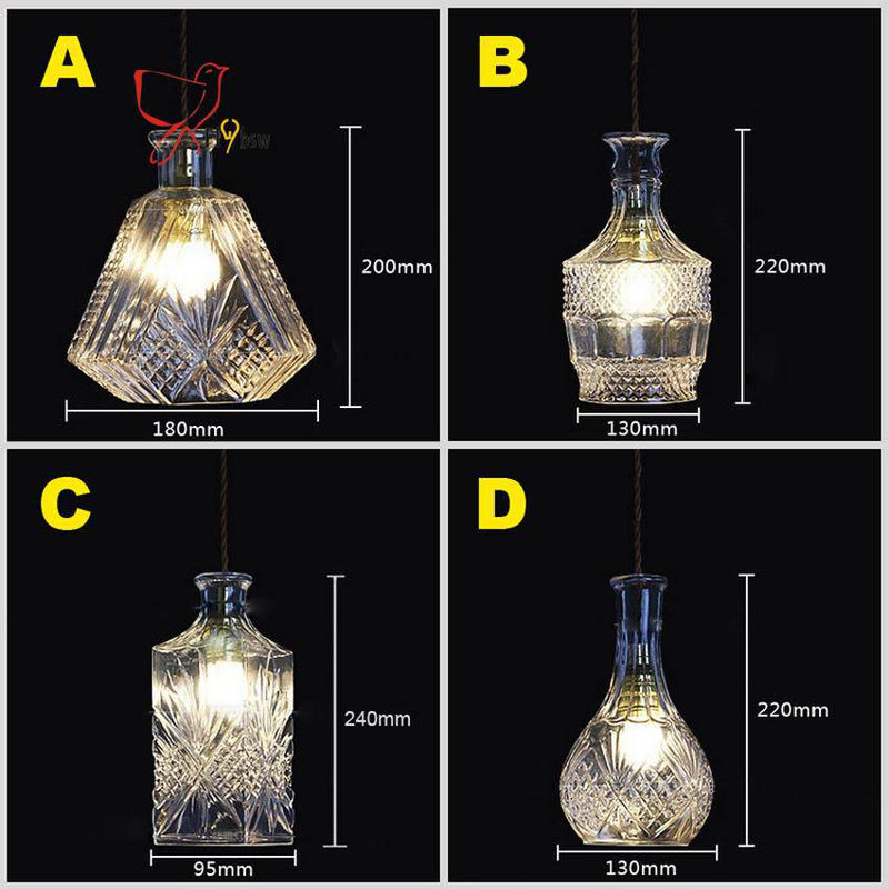 pendant light glass bottles of various shapes Bottle