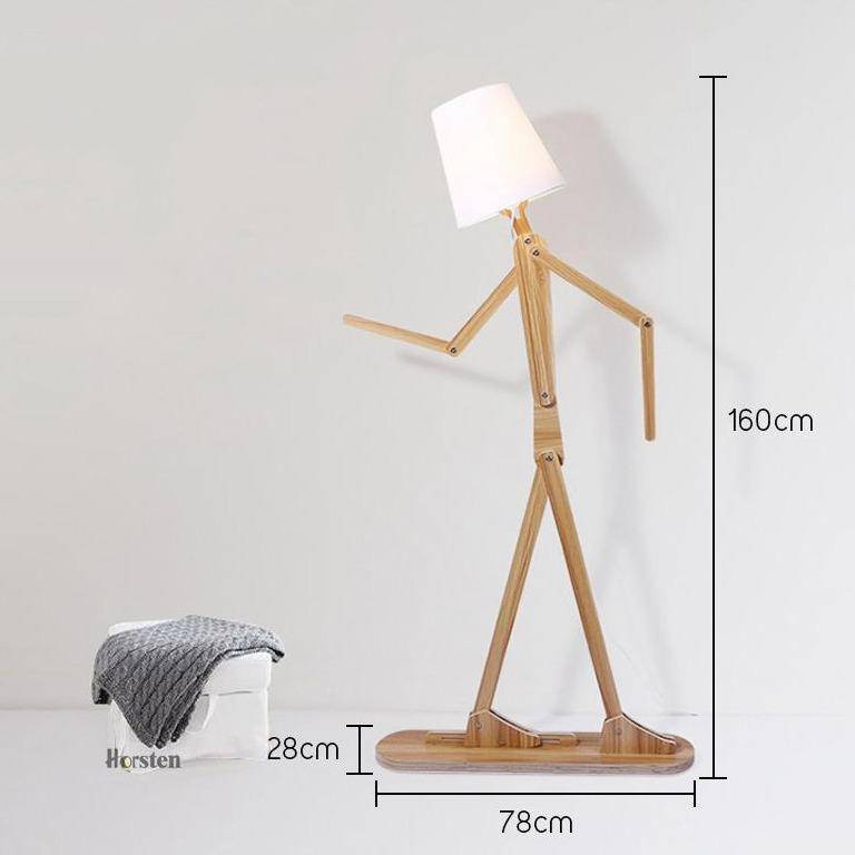 Lampadaire en bois en forme de bonhomme style japonais