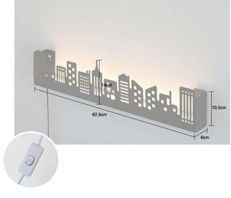 Applique murale LED scandinave en forme de ville (noir ou blanc)