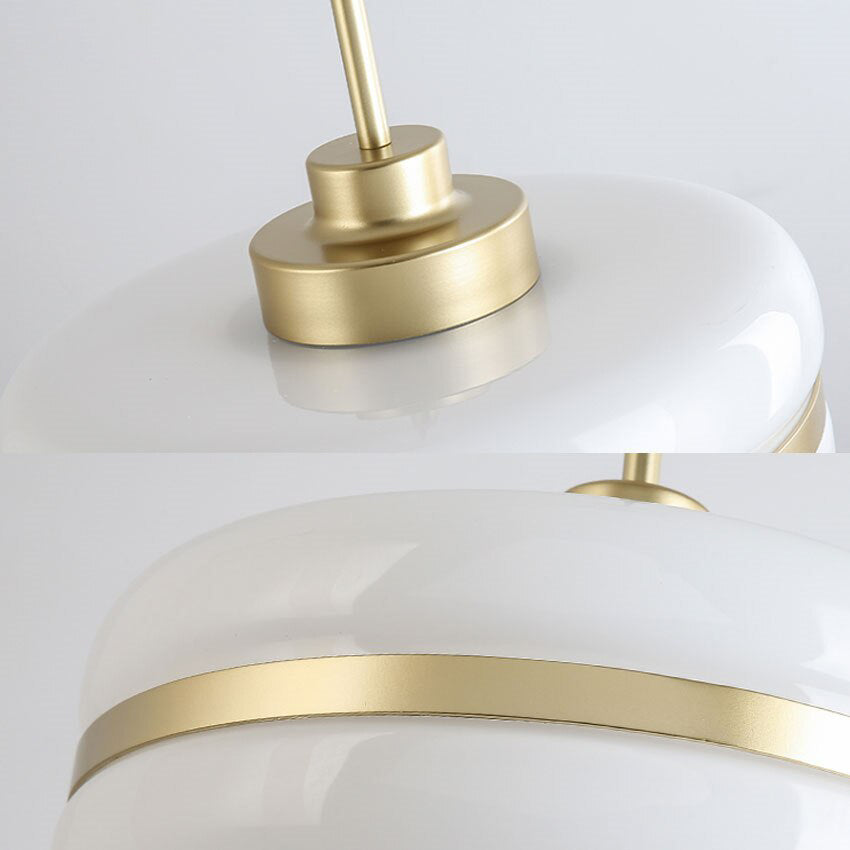 Suspension moderne LED opale blanche et doré Rinna - vue 6 sur 7