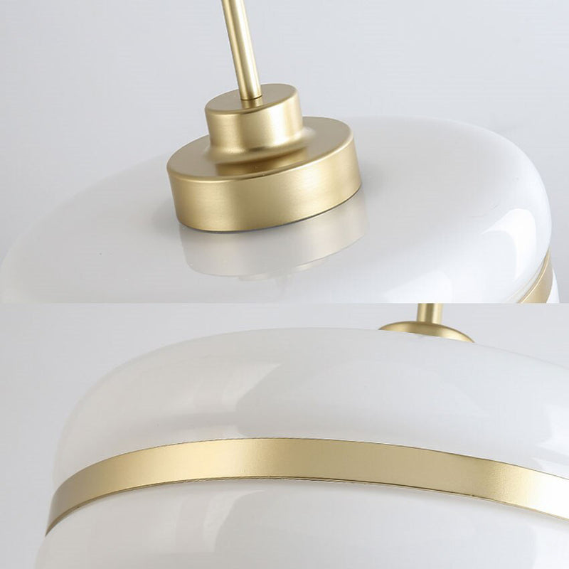 Suspension moderne LED opale blanche et doré Rinna