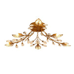 Plafonnier LED en cristal en forme de fleurs et feuilles