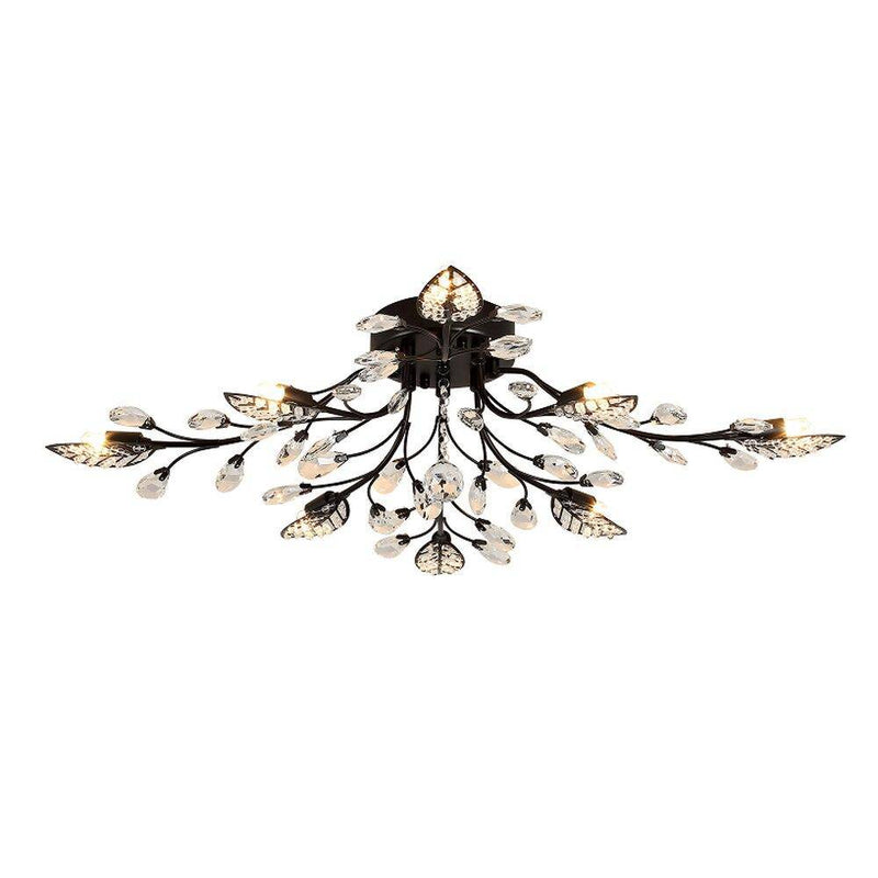 Plafonnier LED en cristal en forme de fleurs et feuilles