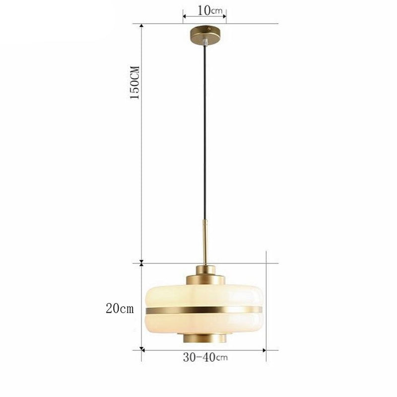 Lámpara de suspensión LED moderno blanco opalino y dorado Rinna
