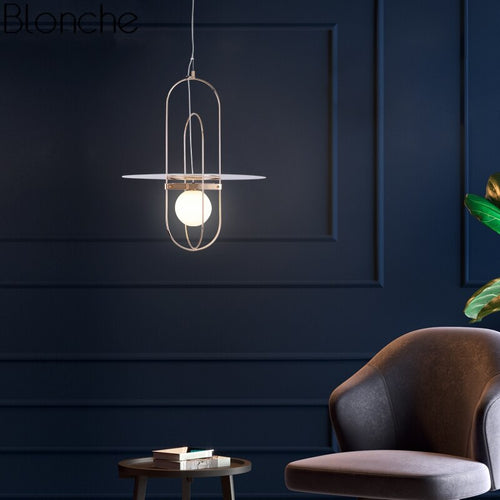 Suspension design LED post-moderne avec boule de verre Zane - vue 3 sur 8