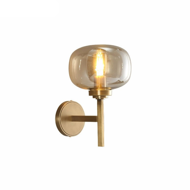 Lámpara de pared LED moderna con brazo de metal y chapado en oro Huxley