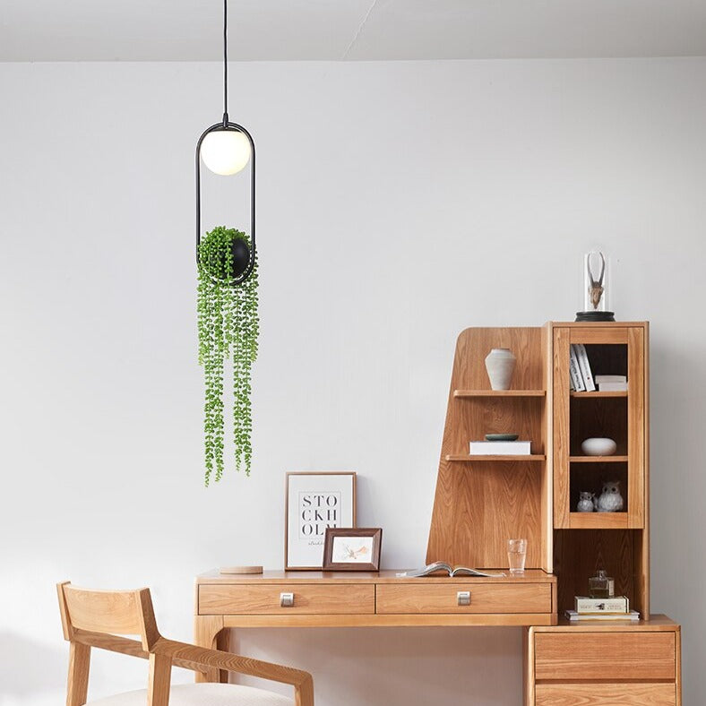 pendant light modern LED oval in black metal Loom