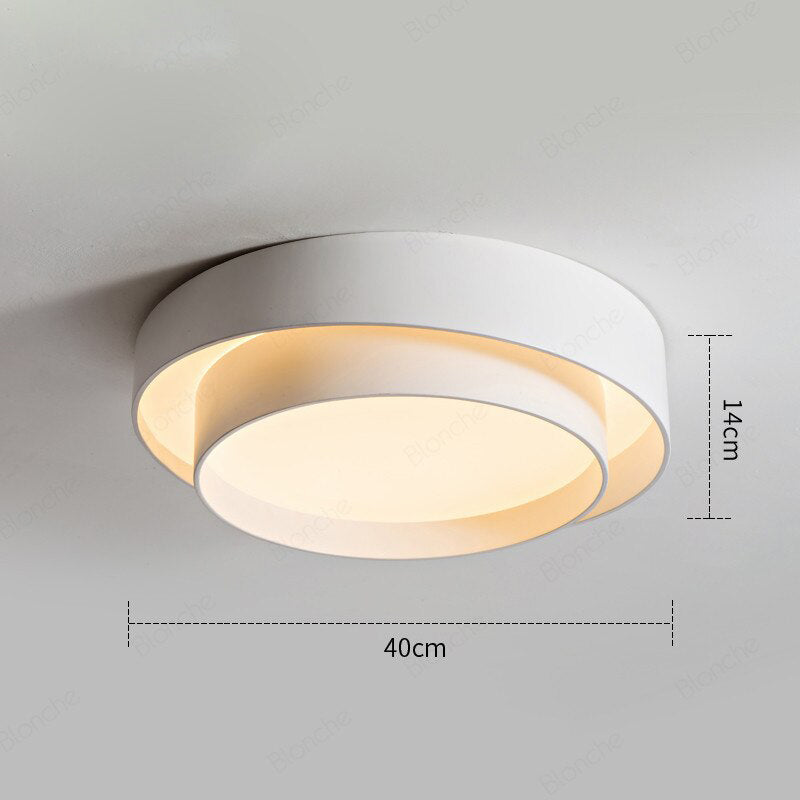 Plafonnier design LED avec double abat-jour arrondi Isaiah