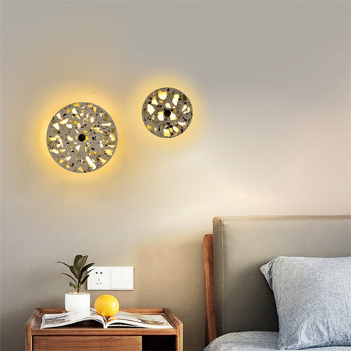 Aplique LED circular moderno Ezra en estilo azulejo