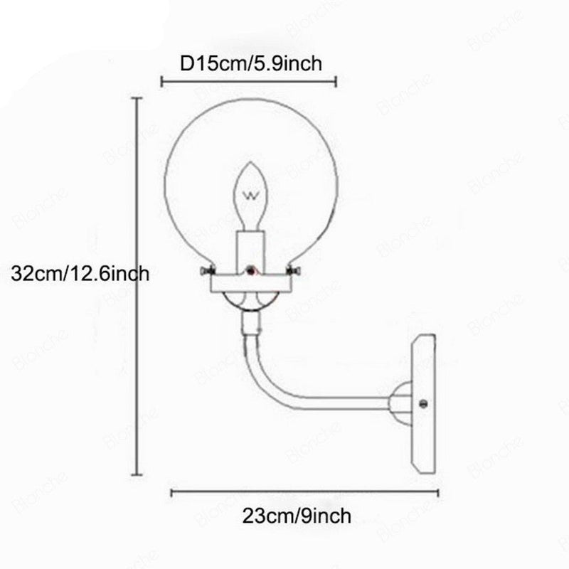 Lámpara de pared con brazo de metal y luz de cristal Hudson