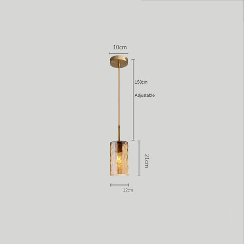 Suspension avec abat-jour en verre cylindrique Raven - vue 9 sur 9