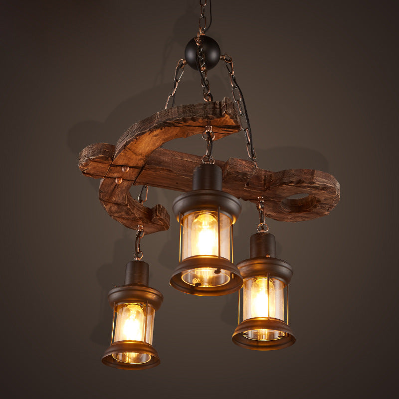 Lustre vintage avec base en forme d'ancre en bois Alaska