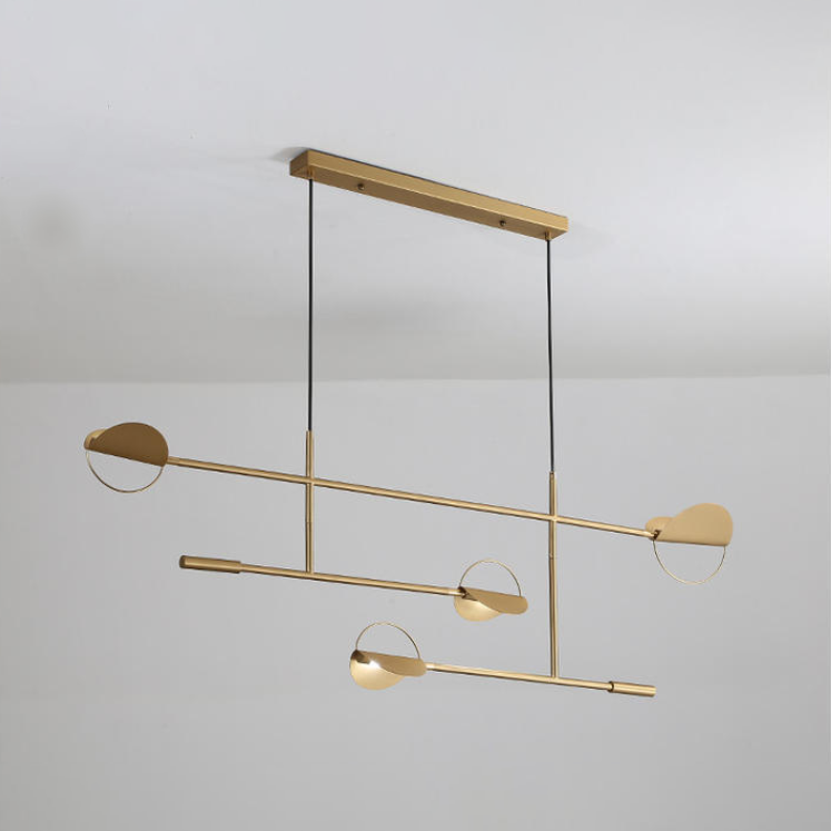 Design and minimalist gold chandelier with circular forms Zev