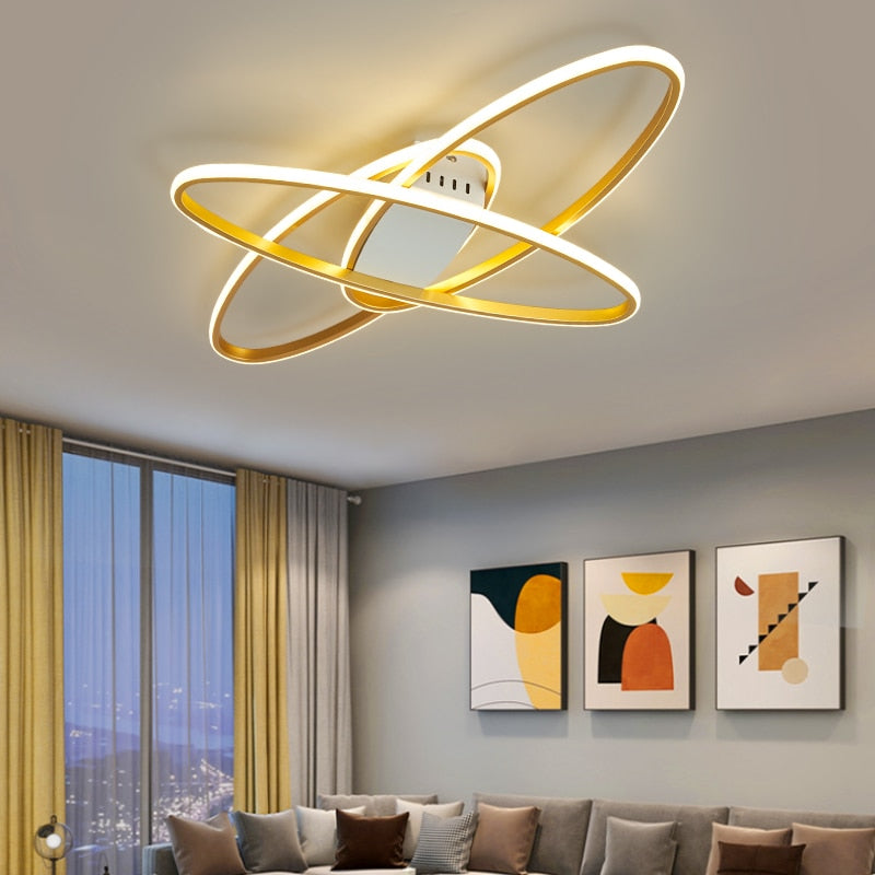 Lámpara de techo design LED con anillos entrelazados Orfa