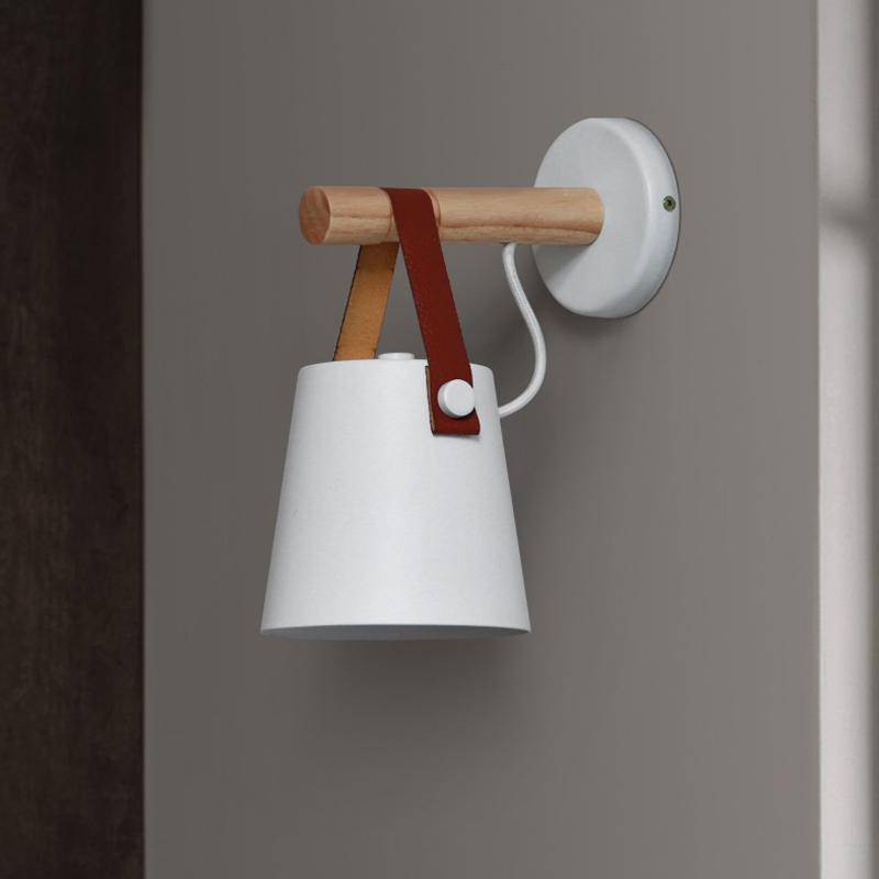 wall lamp wooden LED wall with lampshade hanging