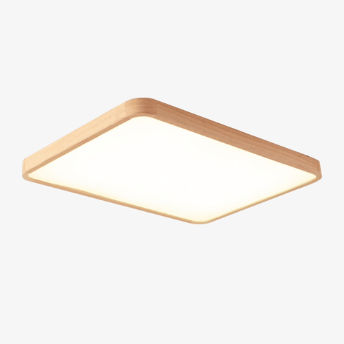 Plafonnier en bois à LED rectangle à bords arrondis