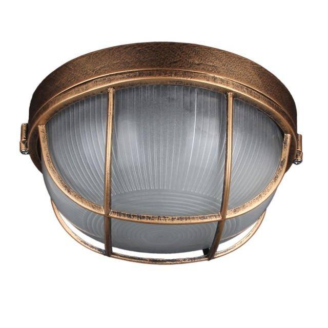 Plafón LED redondo de exterior con rejilla vintage