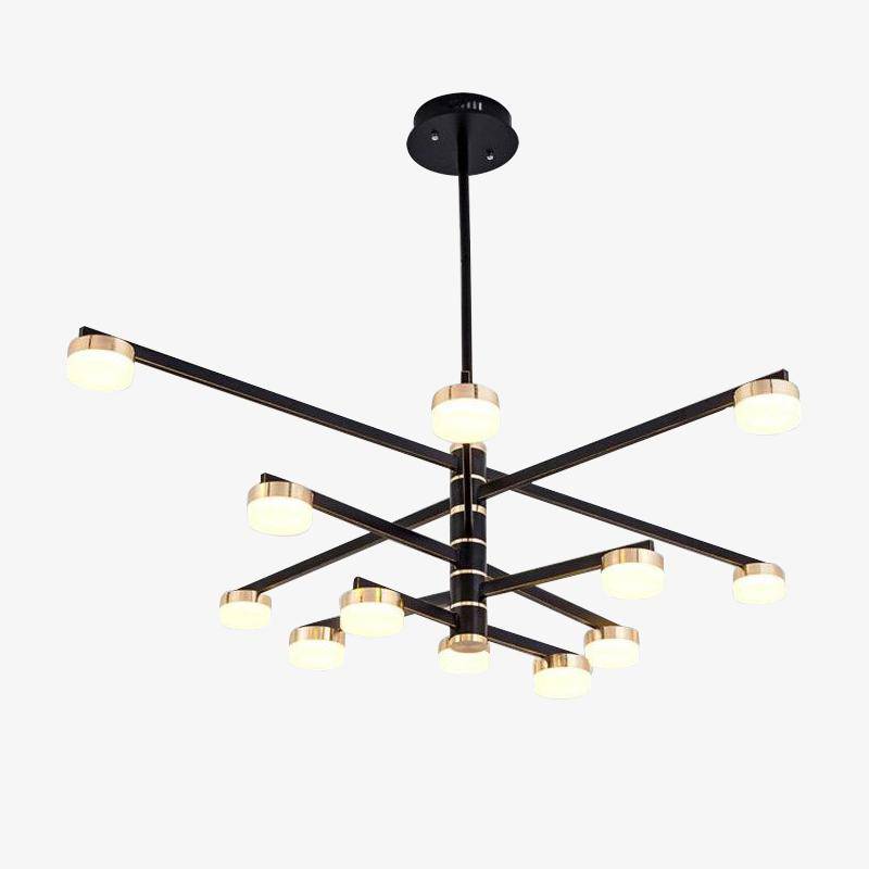 Design chandelier with arm and golden LED lamps Living