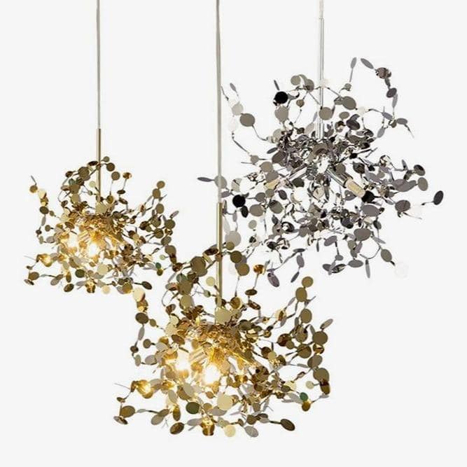 Design chandelier chrome tree with round leaves