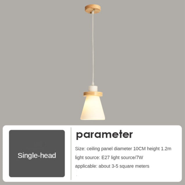 Suspension scandinave LED abat-jour en verre et en bois Kaylie