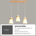 Suspension scandinave LED abat-jour en verre et en bois Kaylie