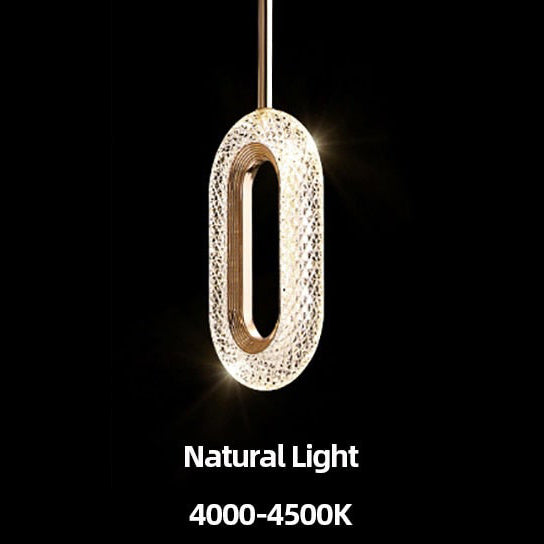 Suspension moderne LED forme ovale et dorée Elaia - vue 11 sur 12