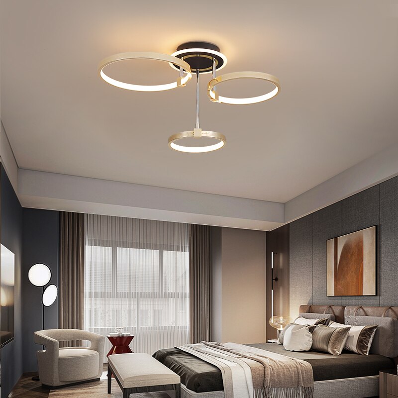 Plafonnier design LED avec anneaux suspendus Xina