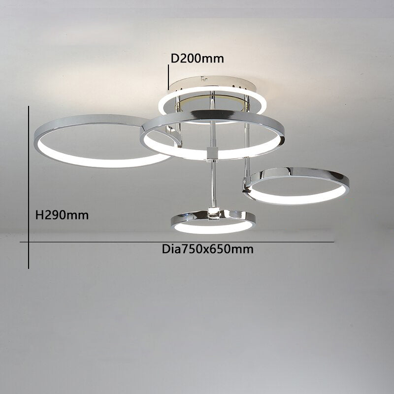 Lámpara de techo design LED con anillos colgantes Xina