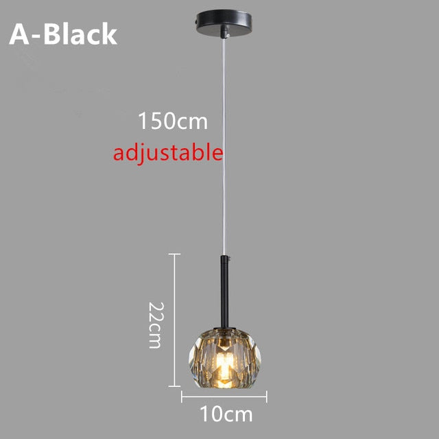 pendant light modern LED with lampshade in Ansley crystal