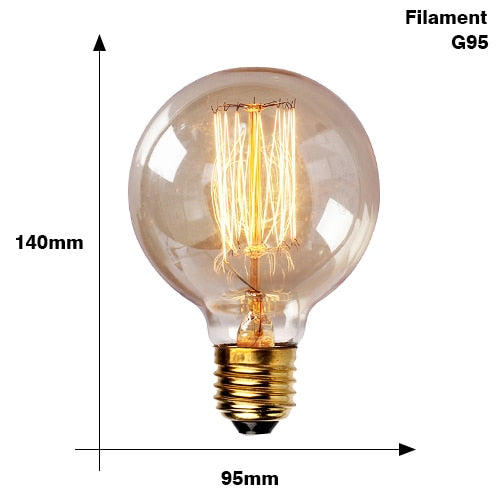 Bombilla de filamento incandescente vintage grande 40W Edison