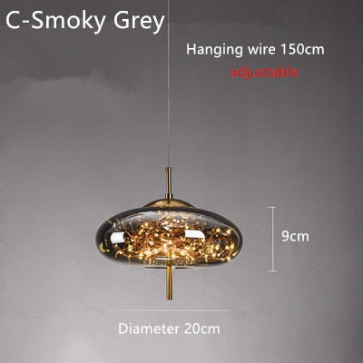 Suspension design avec abat-jour en verre originale Brexie
