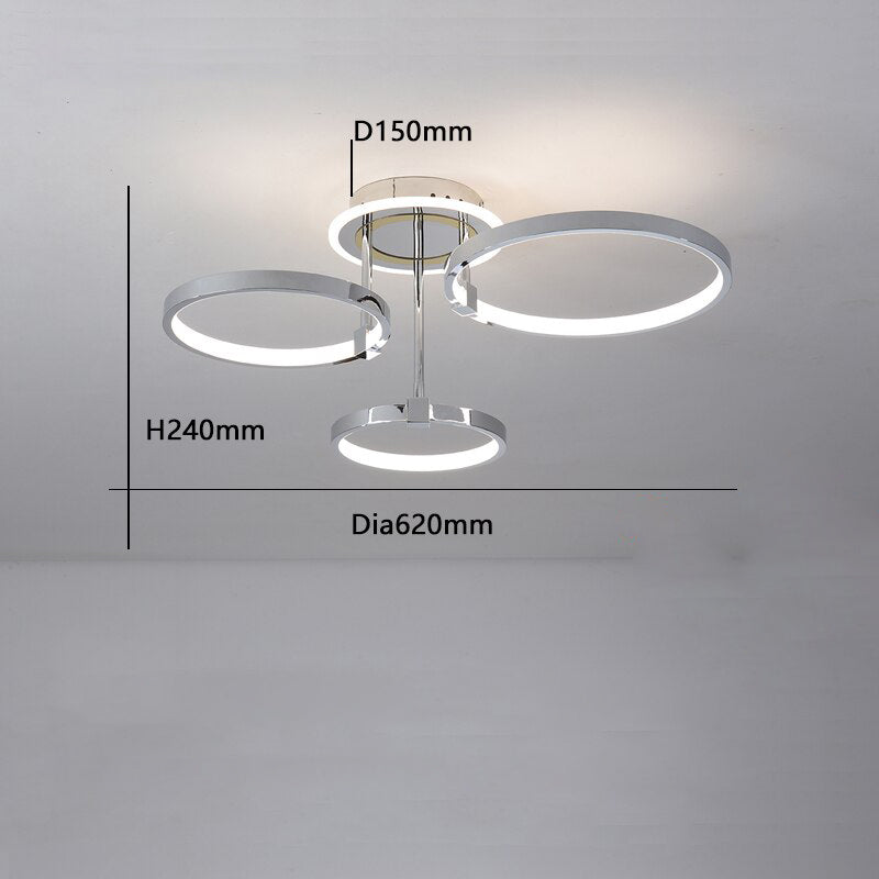 Lámpara de techo design LED con anillos colgantes Xina