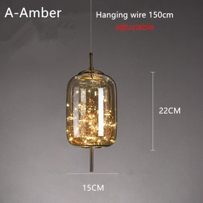 Suspension design avec abat-jour en verre originale Brexie
