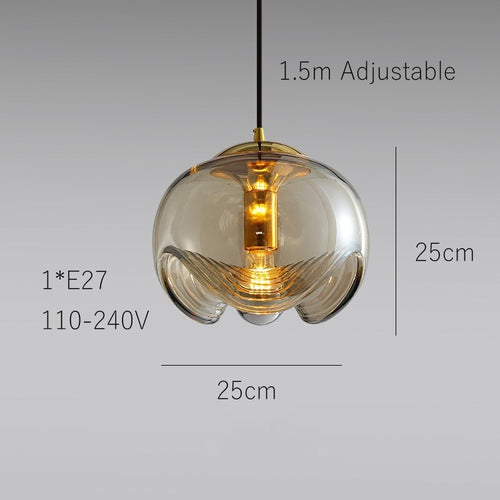 Suspension design avec abat-jour en verre original Janice - vue 8 sur 7