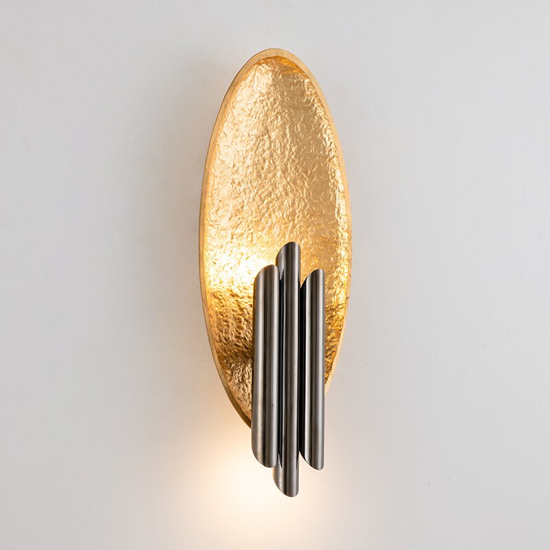Applique murale moderne LED ovale avec tubes dorés Avery - vue 8 sur 10