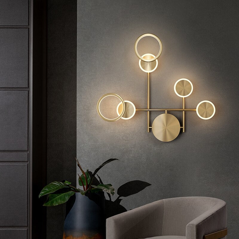 Applique murale moderne LED circulaire en métal doré Sicily