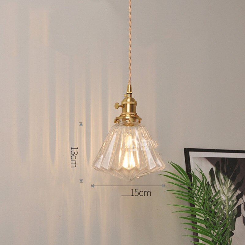 Suspension vintage LED avec abat-jour en verre Bertha