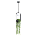 Suspension moderne LED ovale en métal noir Loom