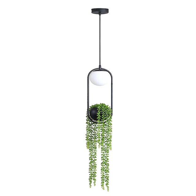 Suspension moderne LED ovale en métal noir Loom