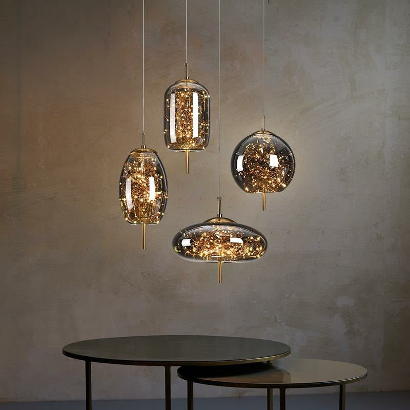 Suspension design avec abat-jour en verre originale Brexie