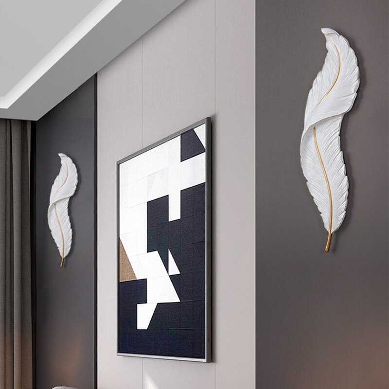 Applique murale moderne LED en forme de plume blanche Kauai