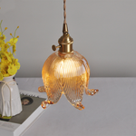 Suspension vintage LED avec abat-jour en verre Finnian