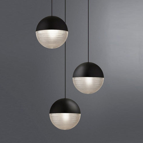 Suspension en verre et métal en forme de boule Reed - vue 5 sur 6