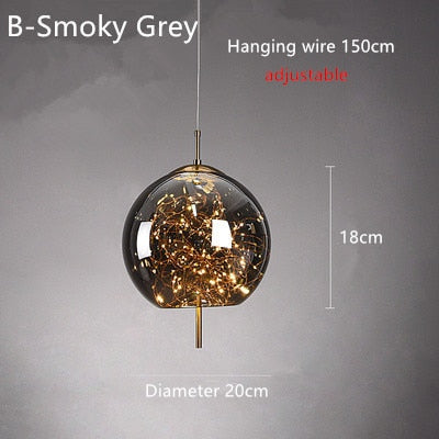 Suspension design avec abat-jour en verre originale Brexie