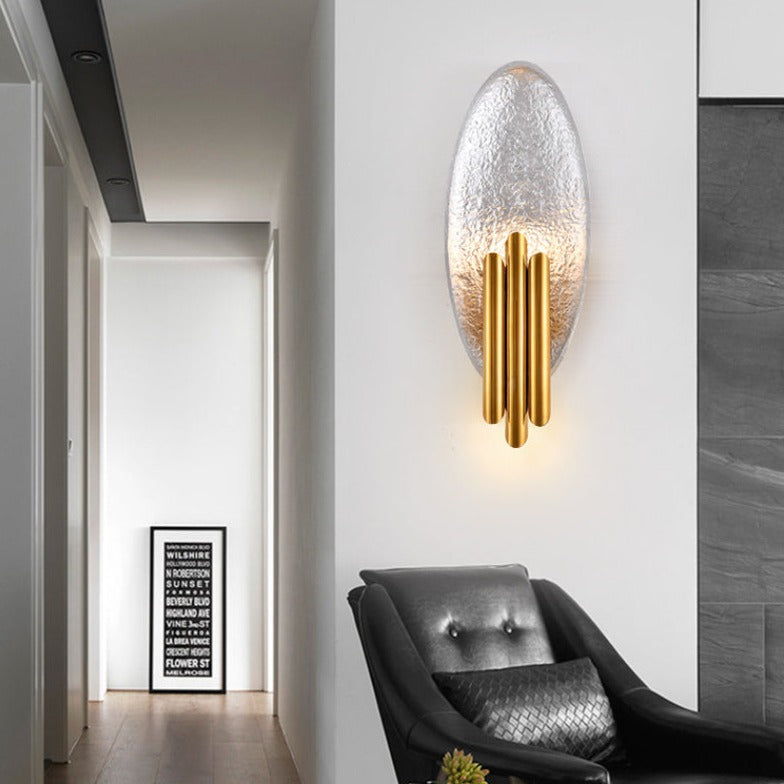 Applique murale moderne LED ovale avec tubes dorés Avery