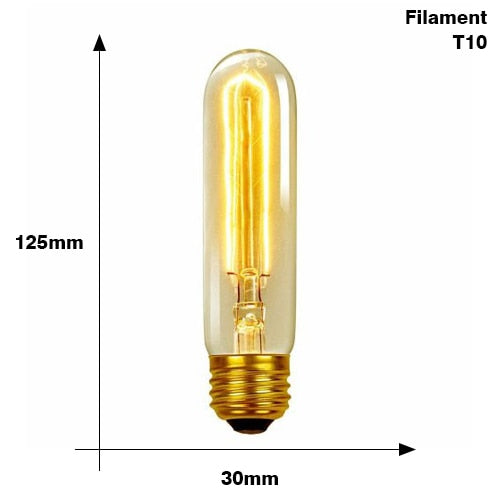 Ampoule tube à incandescence filament vintage 40W Edison
