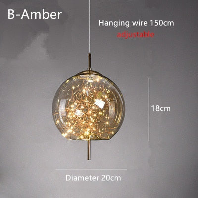Suspension design avec abat-jour en verre originale Brexie